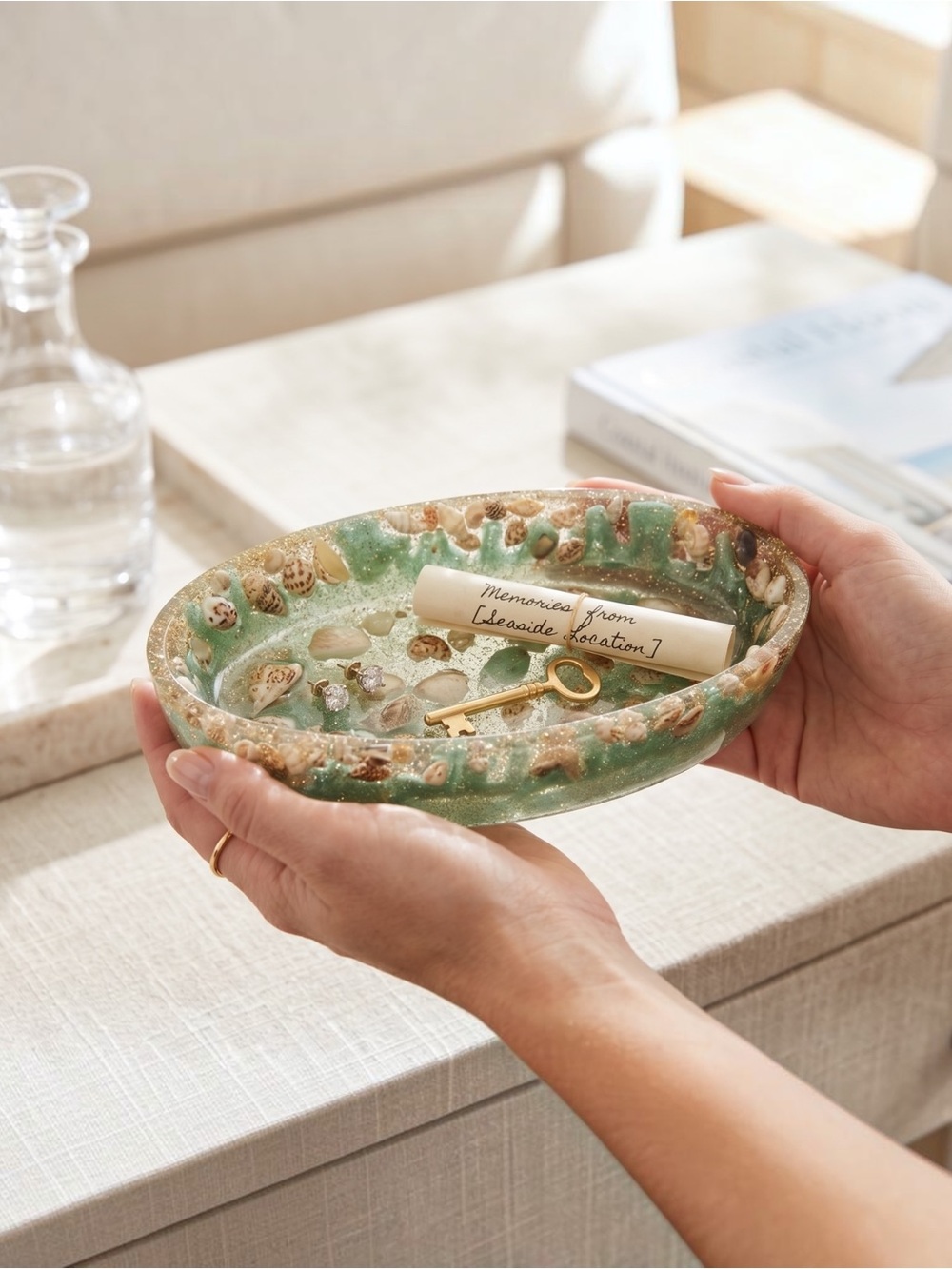 Seaside Shell Accent Dish - Green